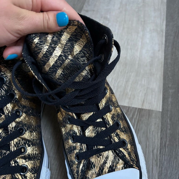 Converse All Star High Top Gold and Black Women's size 7.5 Sneaker - Picture 2 of 14